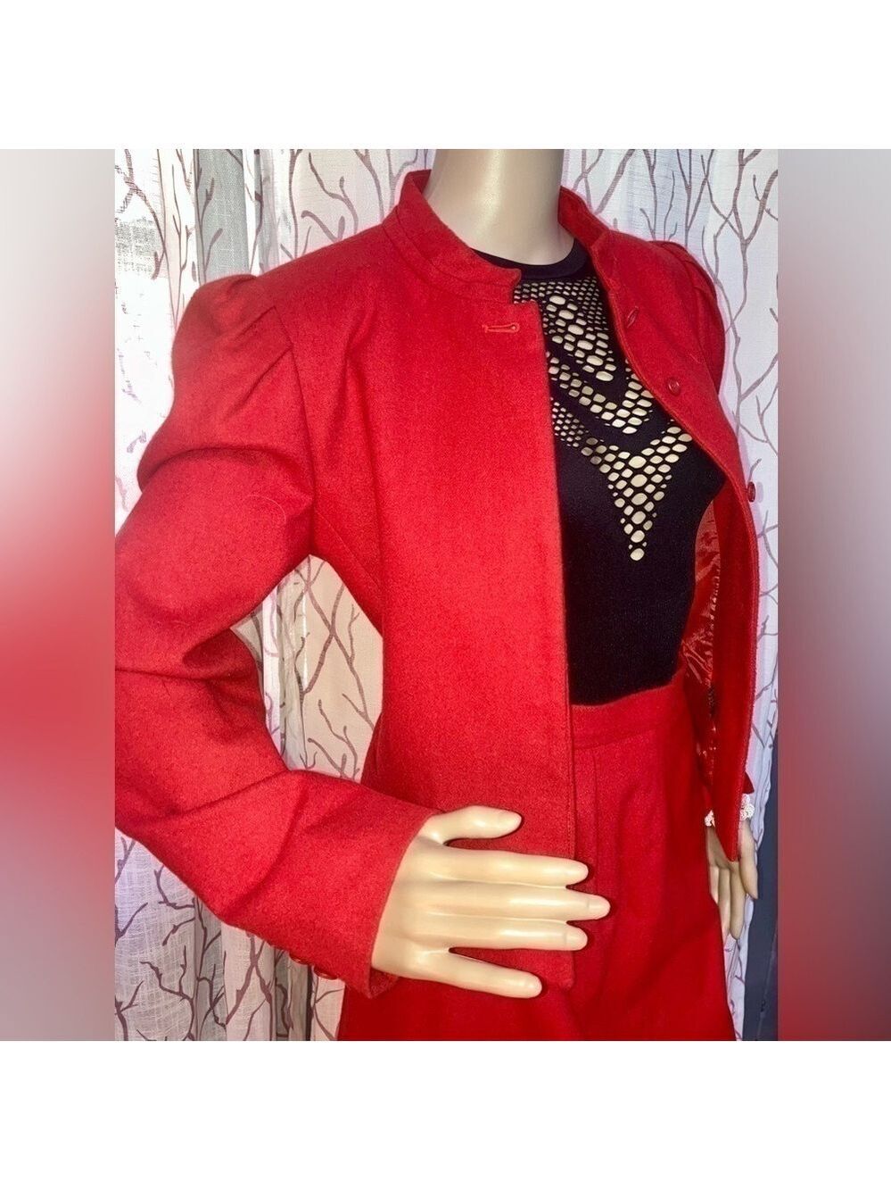 VINTAGE 1970’s Red Wool Suit by Peabody House in excellent cond. size 7/8 🔥RARE